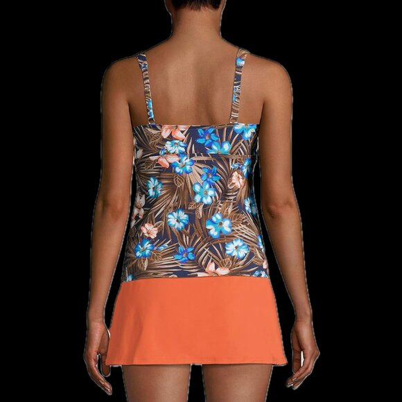 Lands' End Women's 14-22W, 14 LONG Wrap Underwire Tankini Swimsuit Top Deep Sea - Picture 4 of 13